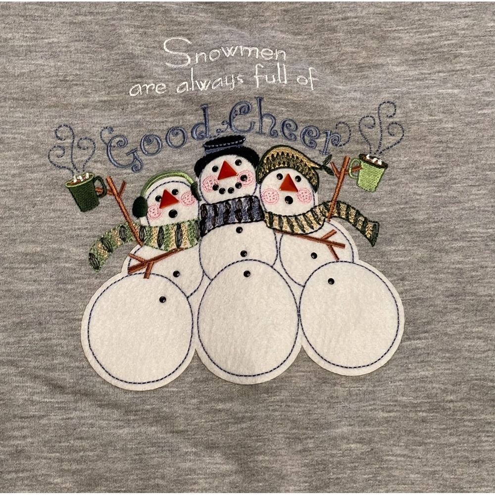Vintage M&C Sportswear Snowman Sweatshirt Women's Large Embroidered Grandma Cute